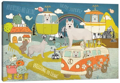 White Shepherd Happy Journey Canvas Art Print - Volkswagen