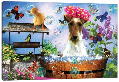 Fox Terrier Wash Your Paws Canvas Art Print