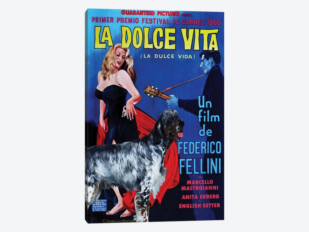 English Setter La Dolce Vita Movie by Nobility Dogs 1-piece Canvas Wall Art