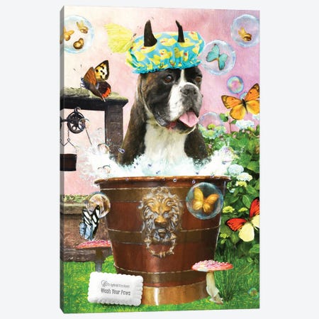 Brindle Boxer Dog Wash Your Paws Canvas Print #NDG74} by Nobility Dogs Canvas Wall Art