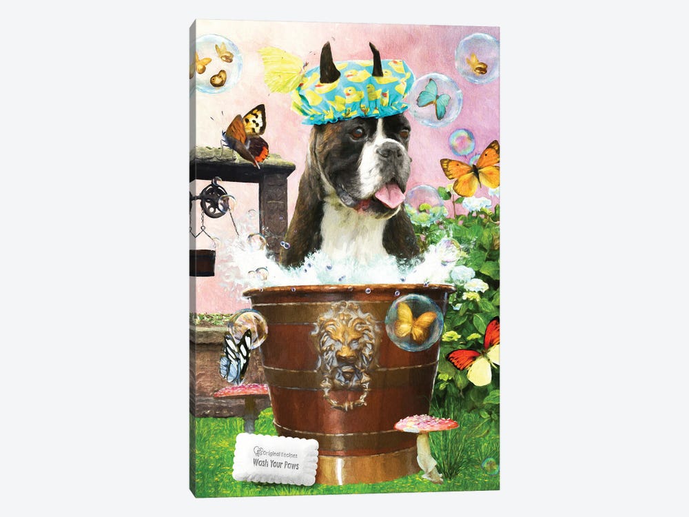 Brindle Boxer Dog Wash Your Paws by Nobility Dogs 1-piece Art Print