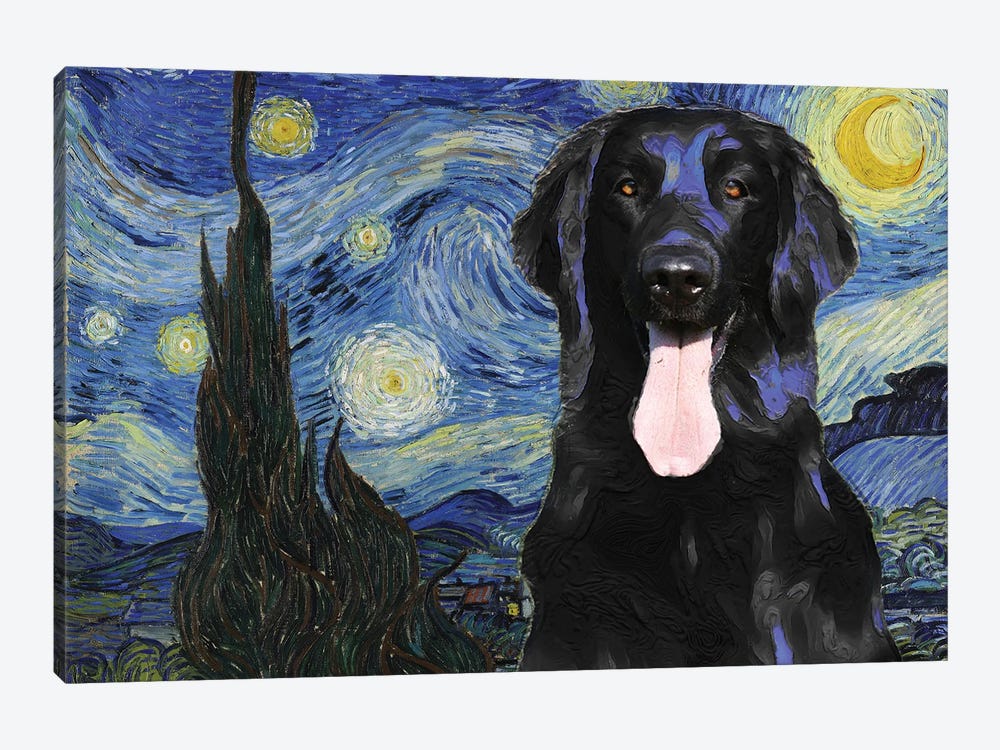 Flat-Coated Retriever The Starry Night by Nobility Dogs 1-piece Canvas Print