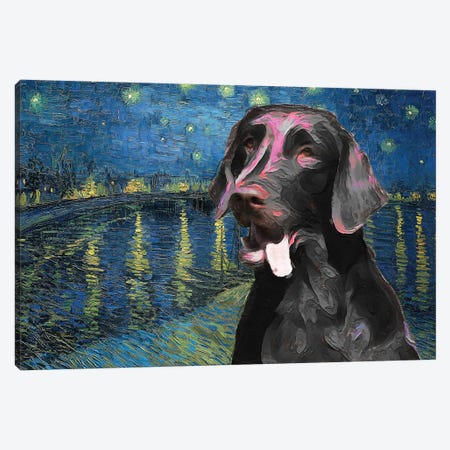 Flat-Coated Retriever Starry Night Over The Rhone Canvas Print #NDG756} by Nobility Dogs Canvas Print