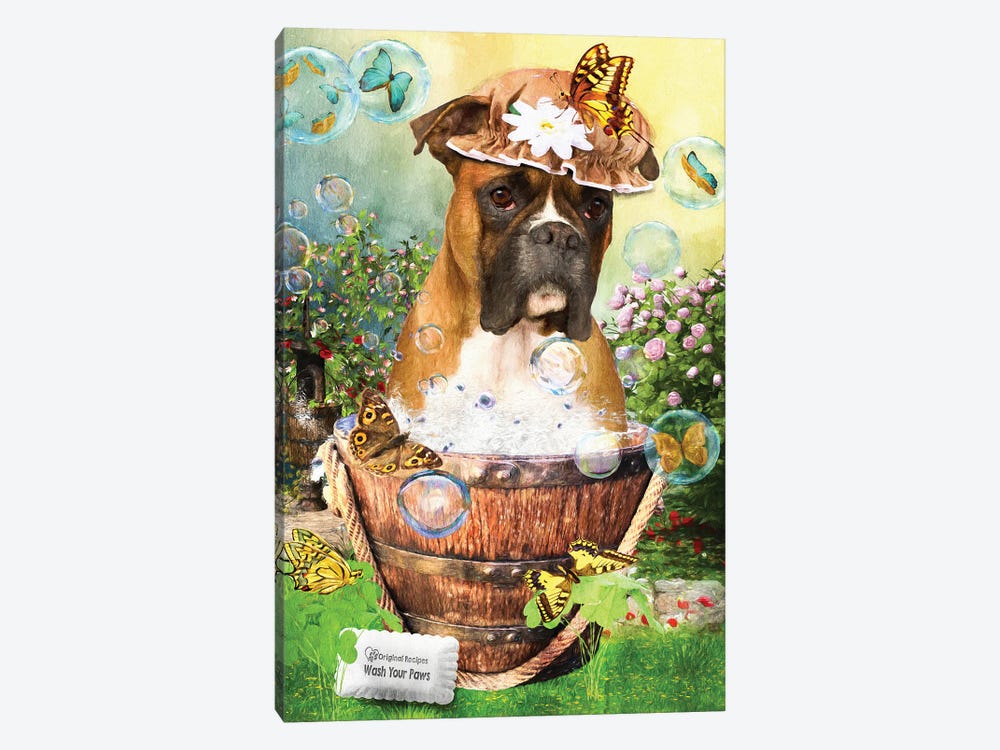 Boxer Dog Wash Your Paws by Nobility Dogs 1-piece Canvas Art