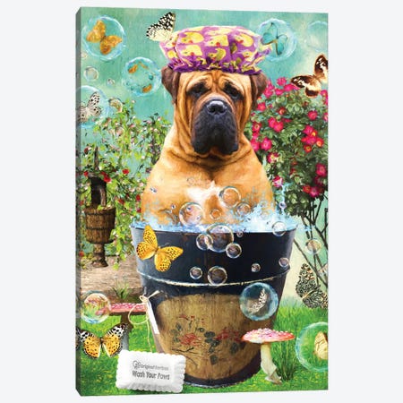 Bullmastiff Wash Your Paws Canvas Print #NDG76} by Nobility Dogs Canvas Art