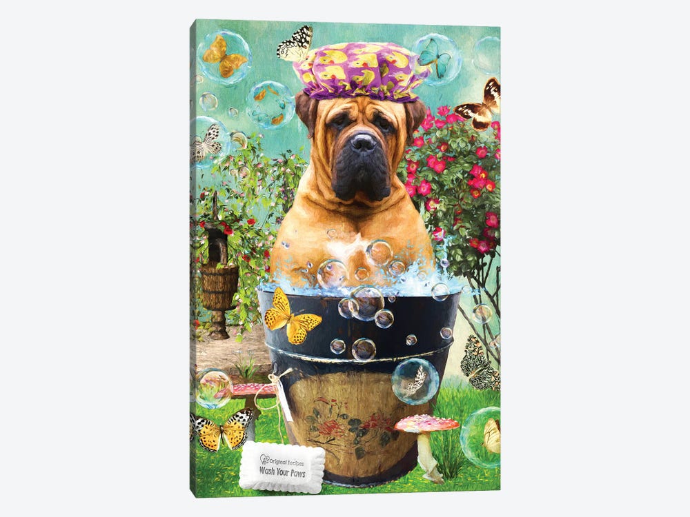 Bullmastiff Wash Your Paws by Nobility Dogs 1-piece Canvas Art Print
