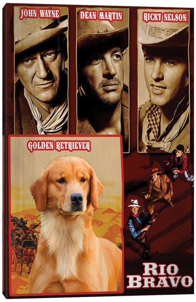 Golden Retriever Rio Bravo Movie Canvas Art Print - Western Movie Art