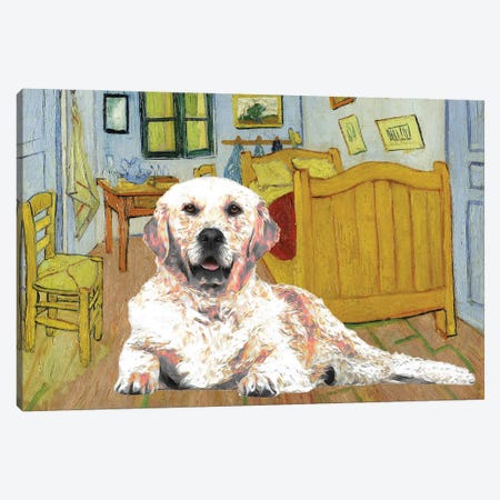 Golden Retriever The Bedroom Canvas Print #NDG789} by Nobility Dogs Canvas Print