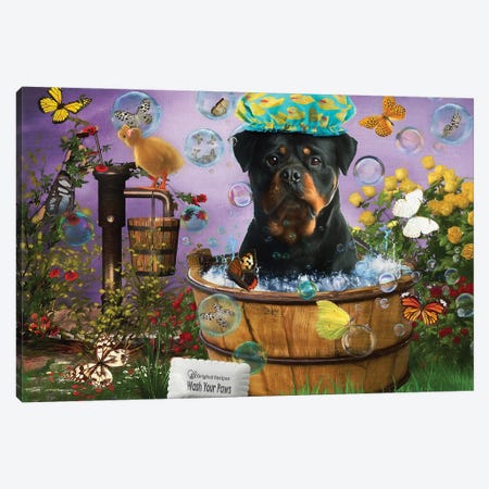 Rottweiler Wash Your Paws Canvas Print #NDG78} by Nobility Dogs Canvas Print