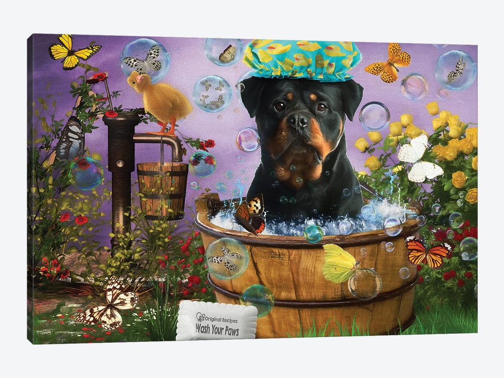 Rottweiler Wash Your Paws by Nobility Dogs 1-piece Canvas Print