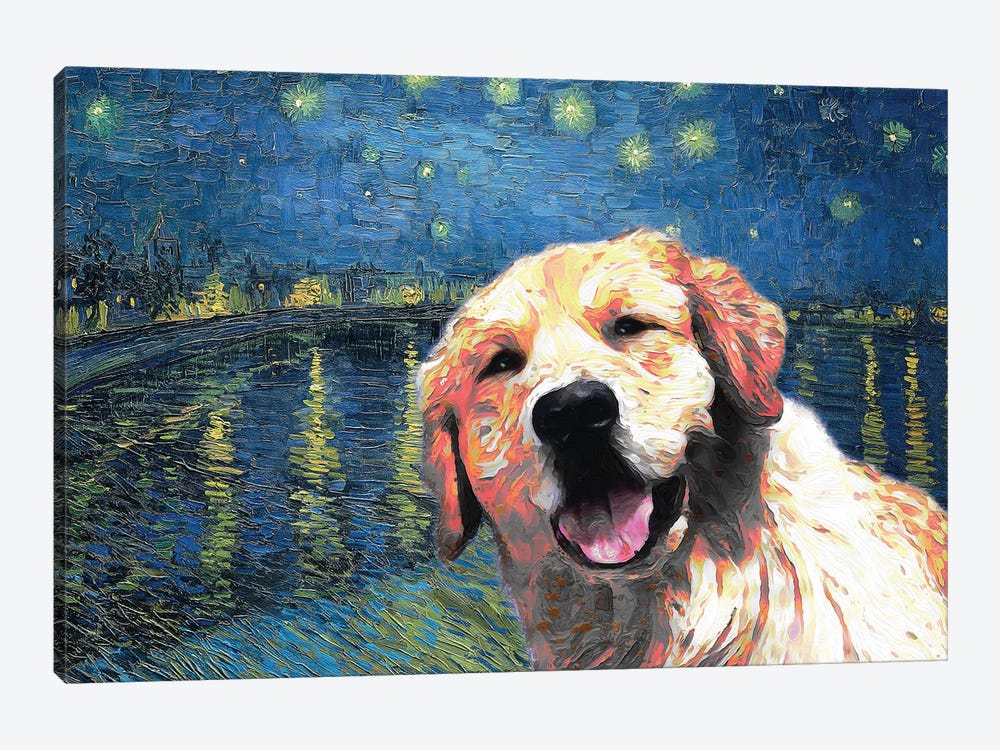 Golden Retriever Starry Night Over The Rhone by Nobility Dogs 1-piece Canvas Art