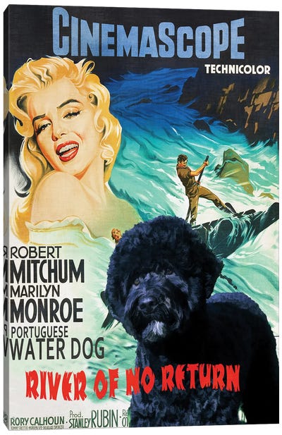 Portuguese Water Dog River Of No Return Canvas Art Print - Marilyn Monroe