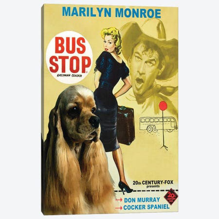Cocker Spaniel Bus Stop Movie Canvas Print #NDG802} by Nobility Dogs Canvas Art