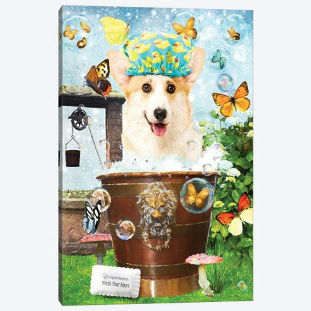 Welsh Corgi Wash Your Paws Canvas Print #NDG80} by Nobility Dogs Canvas Art