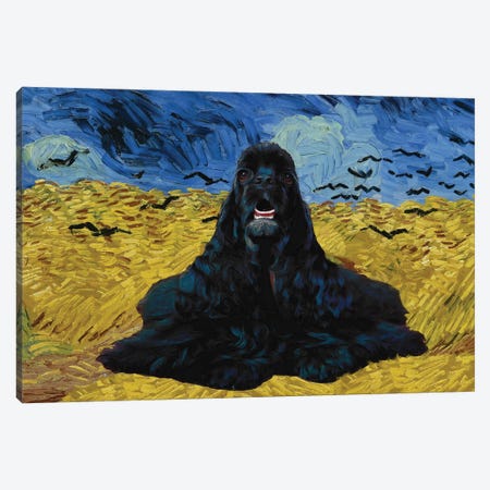 American Cocker Spaniel Wheatfield With Crows Canvas Print #NDG841} by Nobility Dogs Canvas Artwork