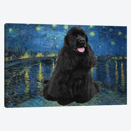 American Cocker Spaniel Starry Night Over The Rhone Canvas Print #NDG842} by Nobility Dogs Canvas Artwork