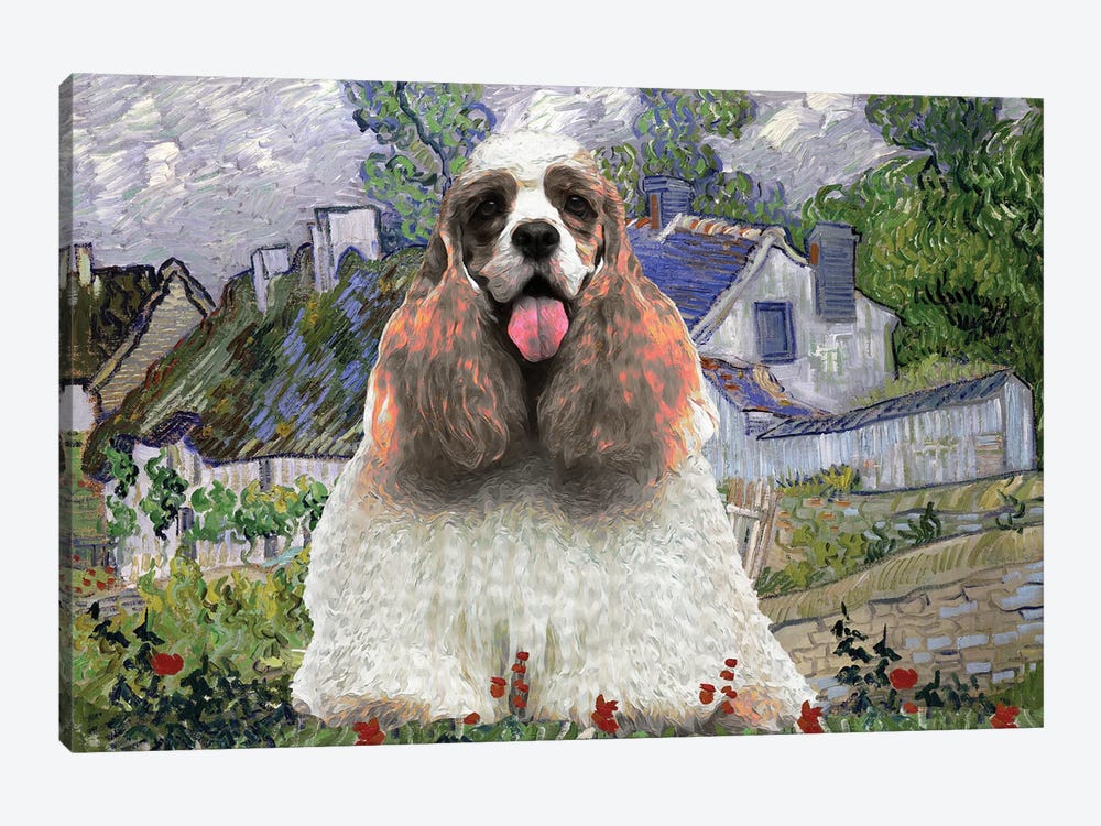 Cocker Spaniel Houses At Auvers by Nobility Dogs 1-piece Canvas Wall Art