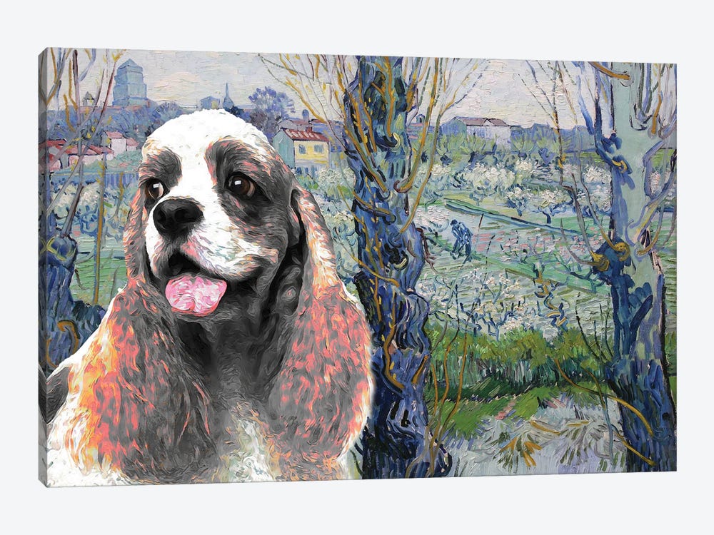 American Cocker Spaniel Orchard In Blossom by Nobility Dogs 1-piece Canvas Art Print