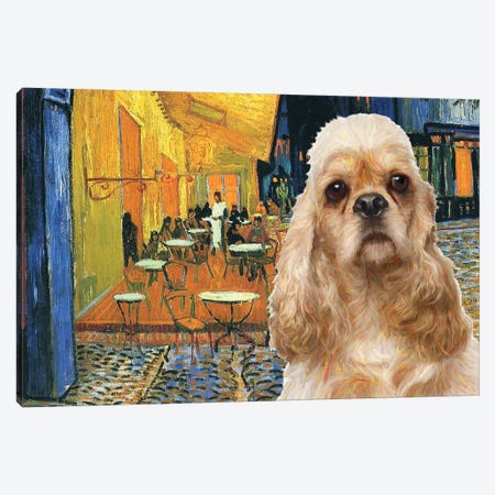 American Cocker Spaniel Café Terrace At Night Canvas Print #NDG847} by Nobility Dogs Art Print