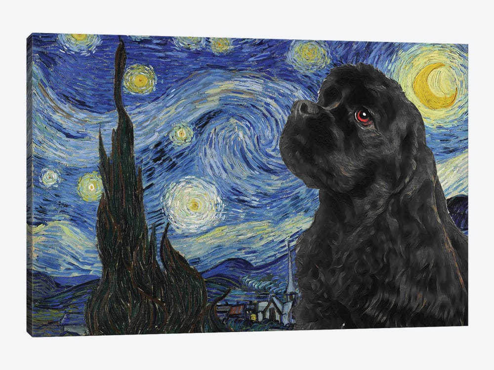 Black Cocker Spaniel The Starry Night by Nobility Dogs 1-piece Canvas Art