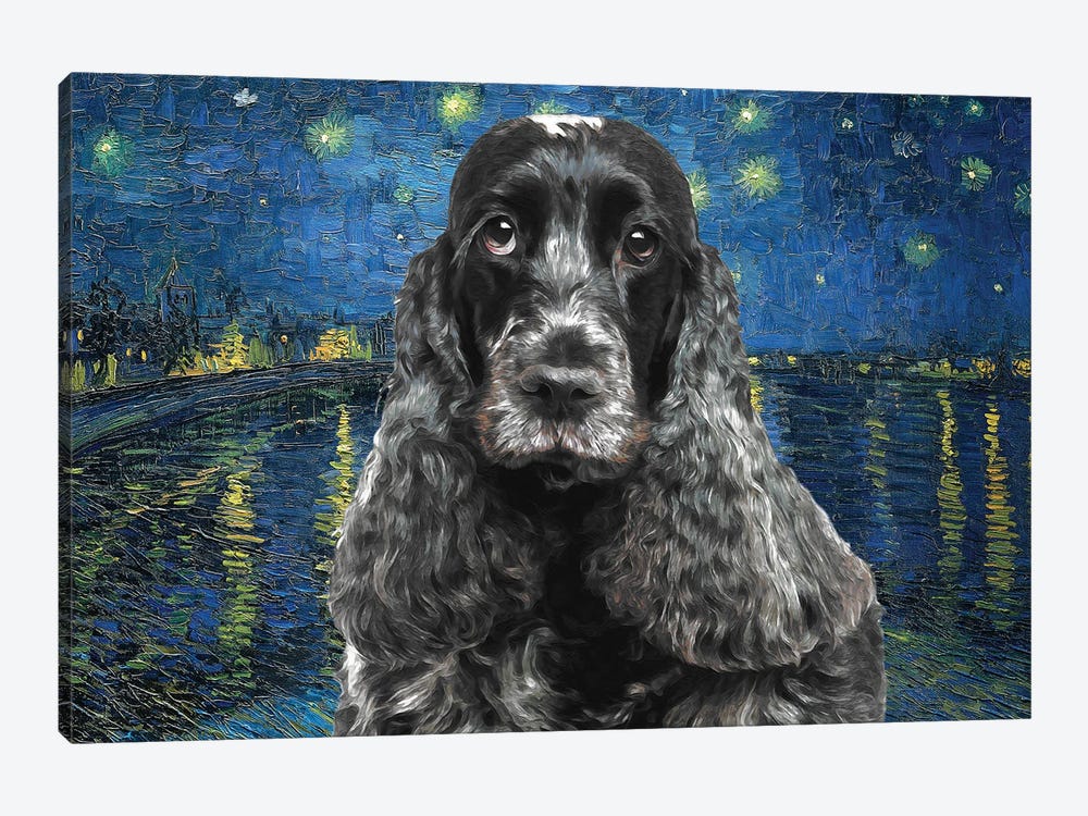 English Cocker Spaniel Starry Night Over The Rhone by Nobility Dogs 1-piece Canvas Art