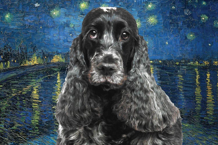 English Cocker Spaniel Starry Night Over The Rhone