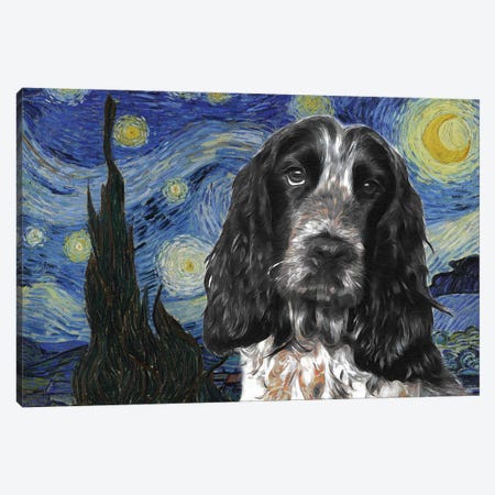 English Cocker Spaniel Starry Night Canvas Print #NDG854} by Nobility Dogs Canvas Art