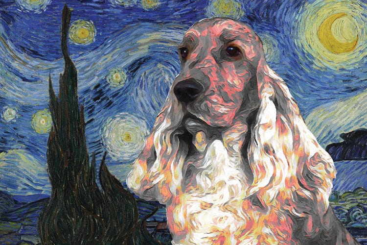 Red English Cocker Spaniel Starry Night