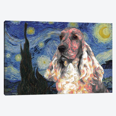 Red English Cocker Spaniel Starry Night Canvas Print #NDG857} by Nobility Dogs Canvas Art