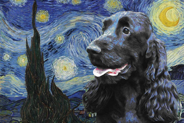 Black English Cocker Spaniel Starry Night