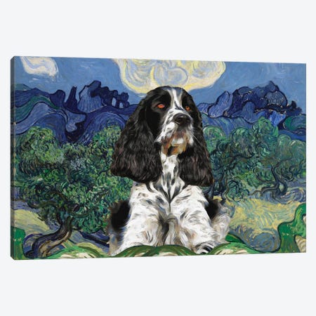 English Springer Spaniel Olive Trees Canvas Print #NDG867} by Nobility Dogs Canvas Art Print