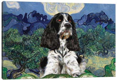 English Springer Spaniel Olive Trees Canvas Art Print - Pupsterpieces