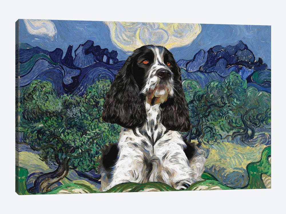 English Springer Spaniel Olive Trees by Nobility Dogs 1-piece Canvas Artwork