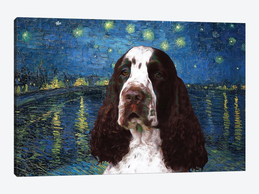 Liver English Springer Spaniel Starry Night Over The Rhone by Nobility Dogs 1-piece Canvas Artwork