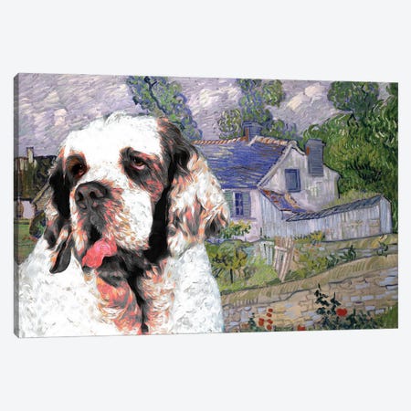 Clumber Spaniel Houses At Auvers Canvas Print #NDG871} by Nobility Dogs Canvas Print