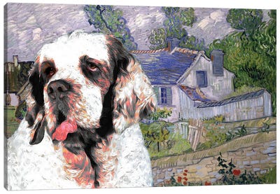 Clumber Spaniel Houses At Auvers Canvas Art Print