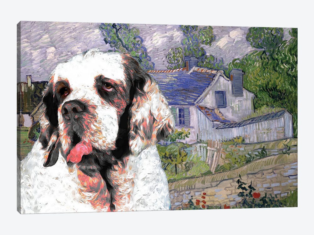 Clumber Spaniel Houses At Auvers by Nobility Dogs 1-piece Canvas Print