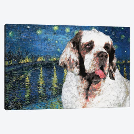 Clumber Spaniel Starry Night Over The Rhone Canvas Print #NDG872} by Nobility Dogs Art Print