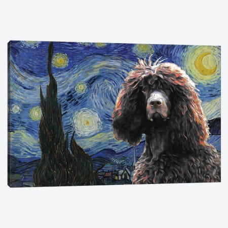 Irish Water Spaniel Starry Night Canvas Print #NDG876} by Nobility Dogs Canvas Art