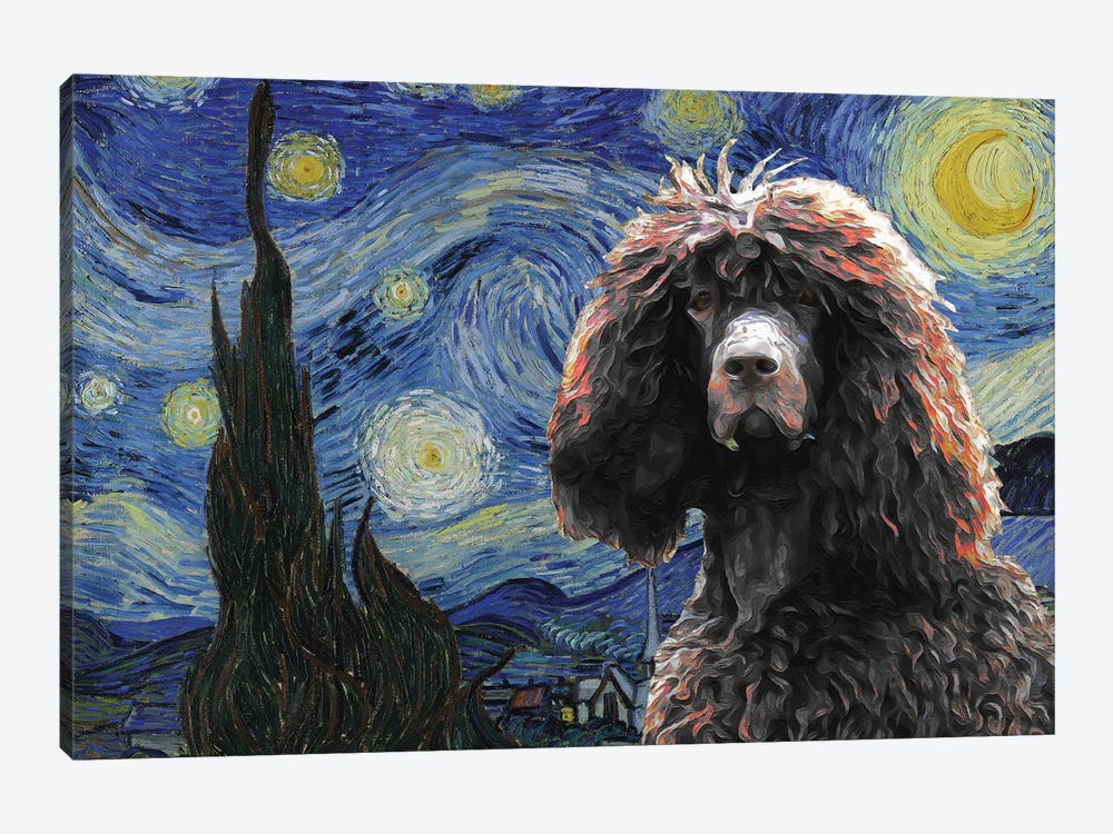 Irish Water Spaniel Starry Night by Nobility Dogs 1-piece Canvas Wall Art