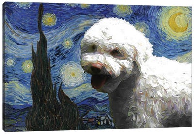 Lagotto Romagnolo Starry Night Canvas Art Print - All Things Van Gogh
