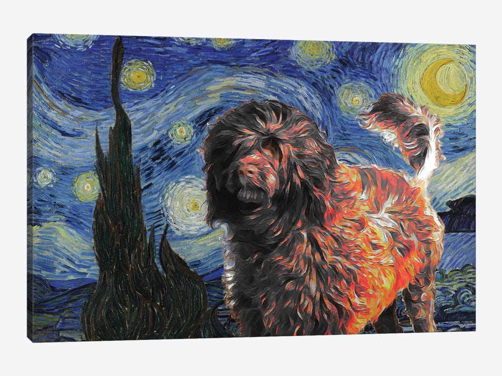 Red Portuguese Water Dog Starry Night by Nobility Dogs 1-piece Canvas Art Print