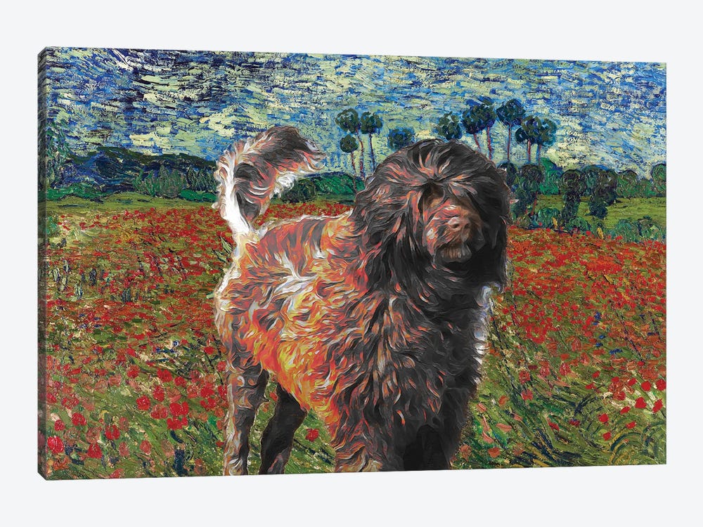 Portuguese Water Dog Poppy Field by Nobility Dogs 1-piece Canvas Art Print
