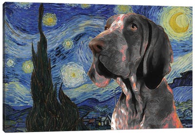 Bracco Italiano The Starry Night Canvas Art Print - All Things Van Gogh