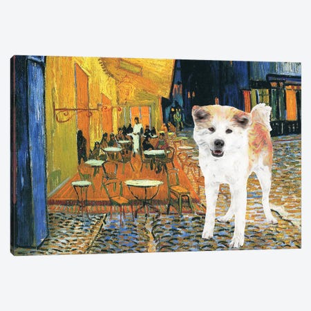 Akita Inu Café Terrace At Night Canvas Print #NDG898} by Nobility Dogs Canvas Print