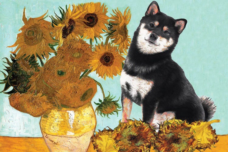 Shiba Inu Sunflowers