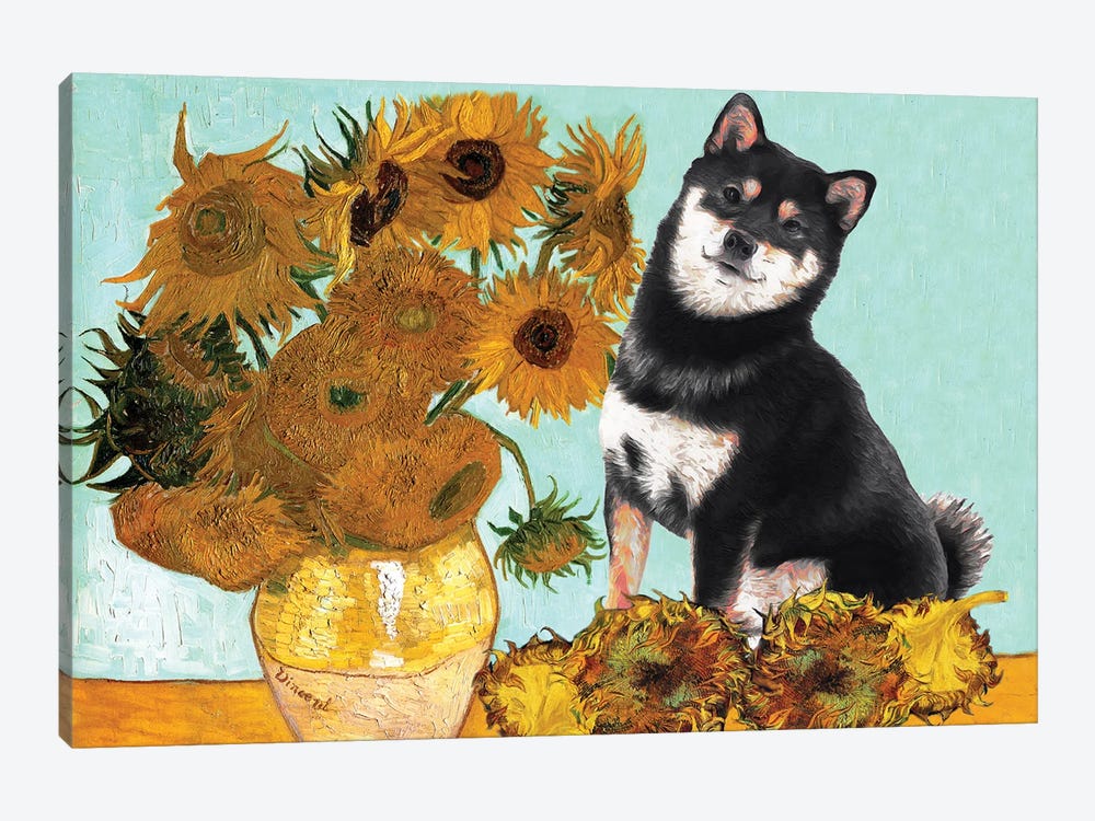 Shiba Inu Sunflowers by Nobility Dogs 1-piece Canvas Artwork