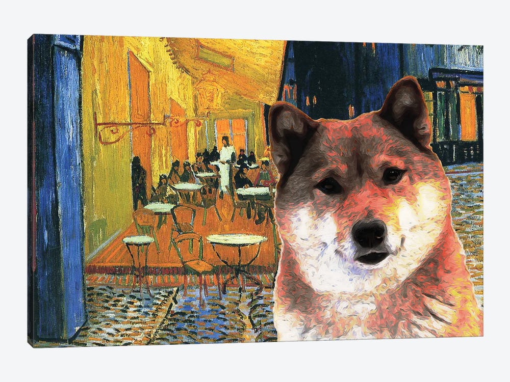 Shiba Inu Café Terrace At Night by Nobility Dogs 1-piece Canvas Print