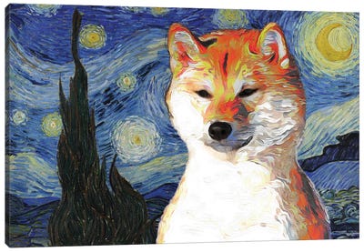 Shiba Inu The Starry Night Canvas Art Print - Nobility Dogs