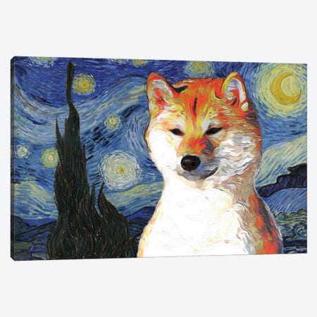 Shiba Inu The Starry Night Canvas Print #NDG906} by Nobility Dogs Canvas Art